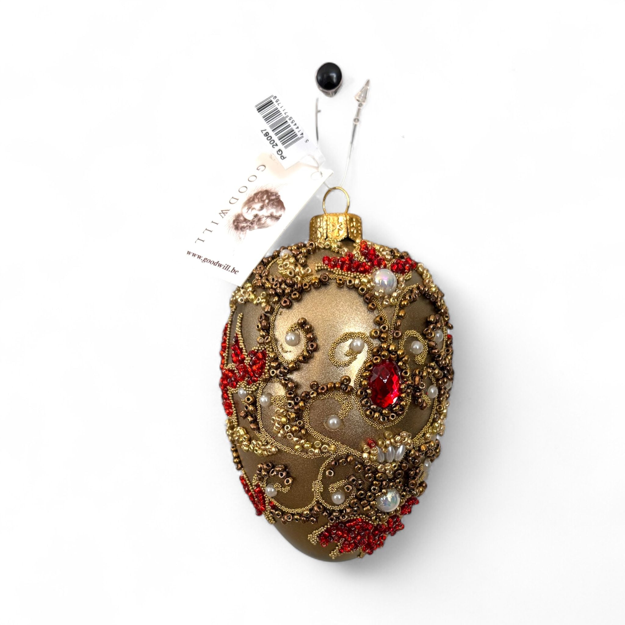 Sfera Ovale in Vetro Oro con Perline e Pietre Luminose in Box Regalo - Goodwill
