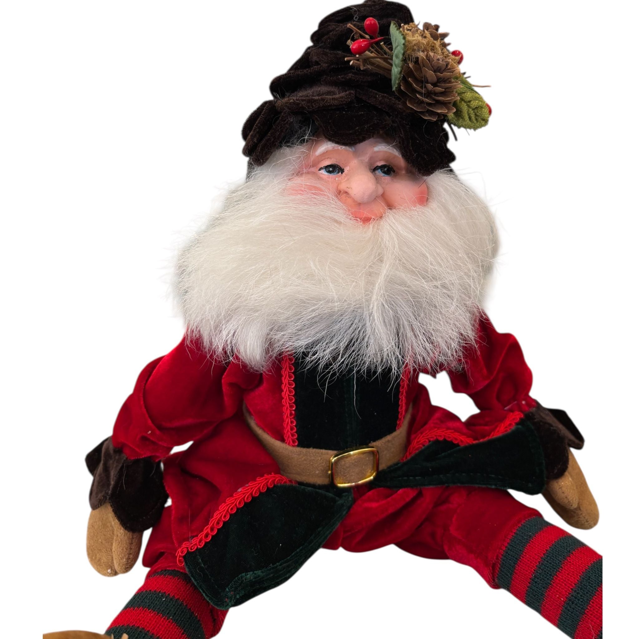 Gnomo Natalizio con Volto in Resina e Abiti in Tessuto – 45 cm