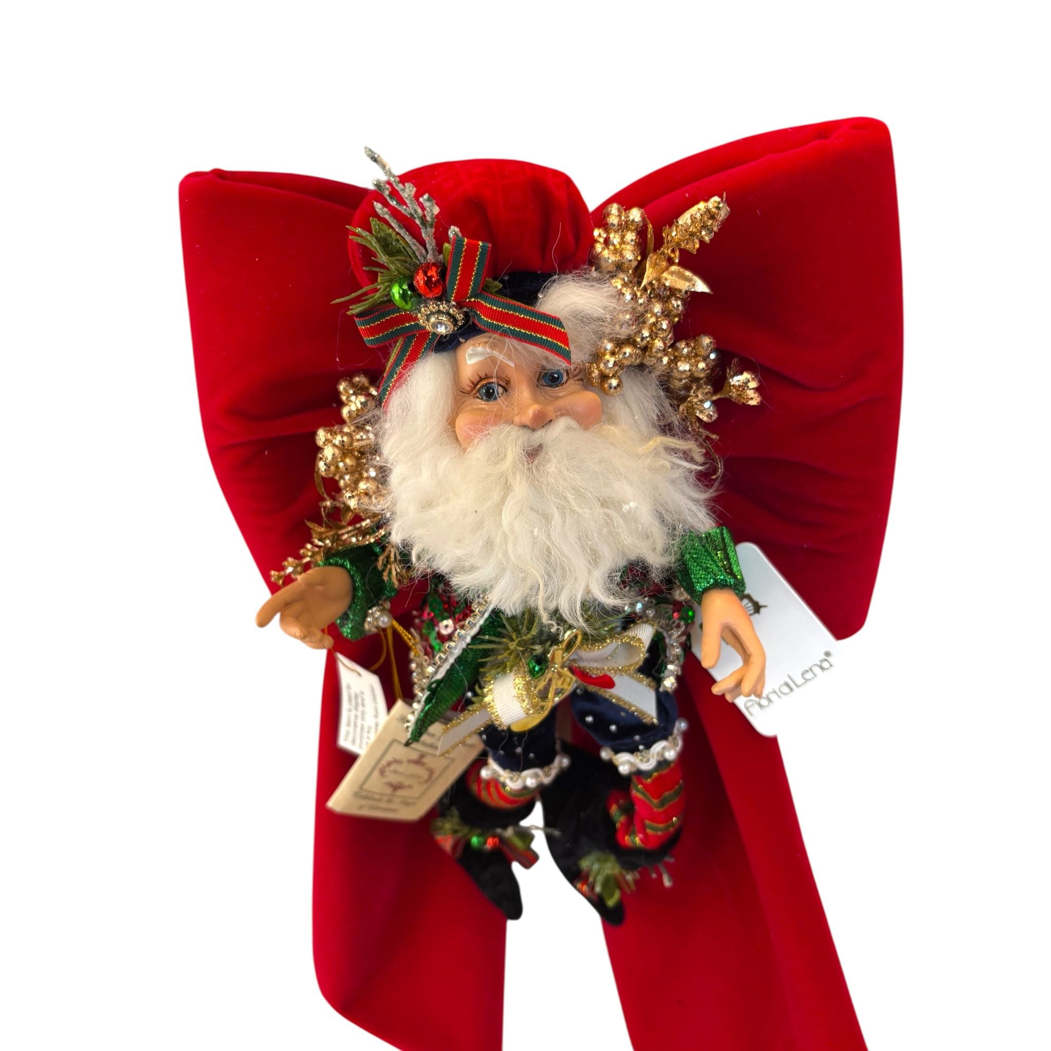 Fiocco in Velluto Rosso con Elfo “NP Little Drummer Boy Elf” – Fiori di Lena & Mark Roberts