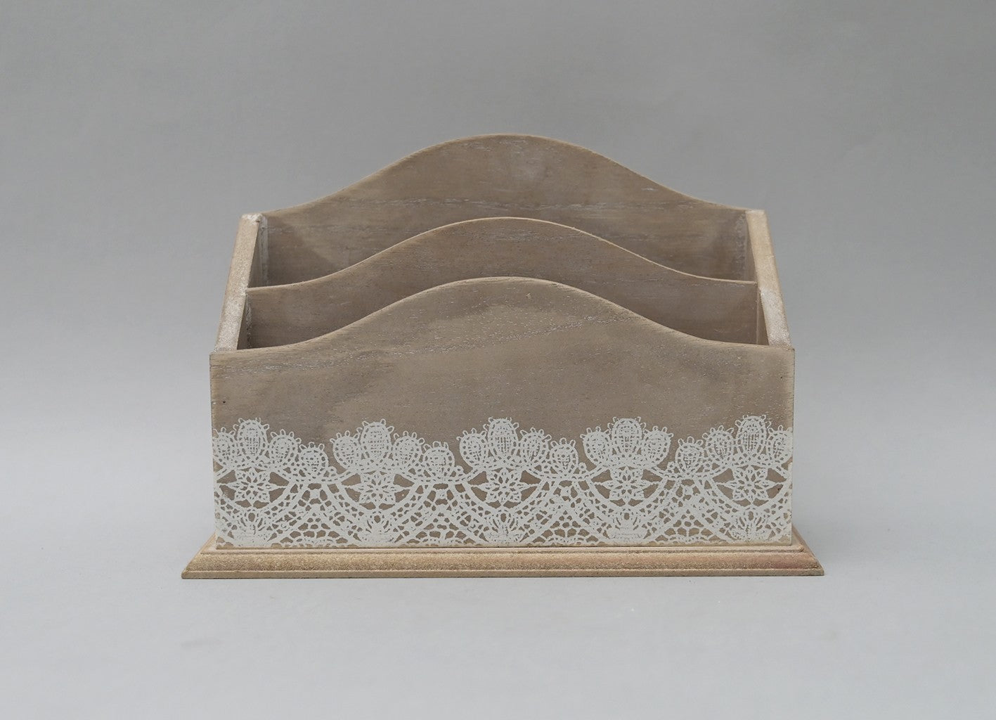 Portacarte in Legno con Decoro Bianco