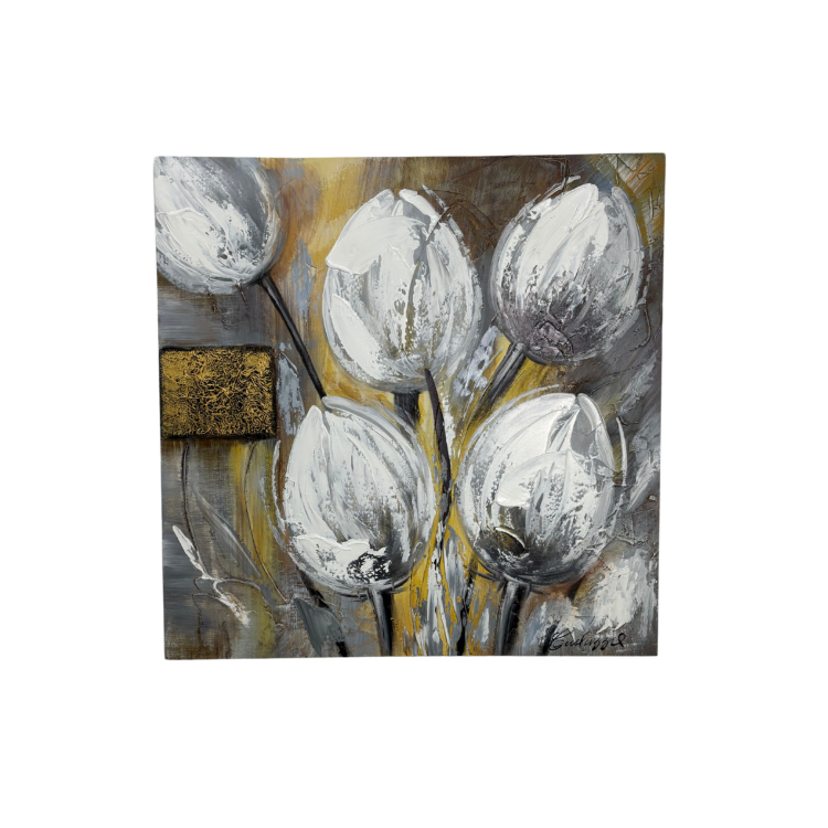 Quadro su Tela Raffigurante Tulipani Bianchi