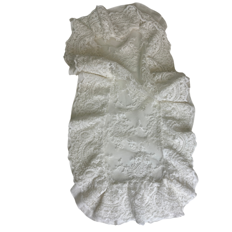 Runner in Cotone Naturale con Pizzo Corinzio e Volant 40x90 cm - Chez Moi