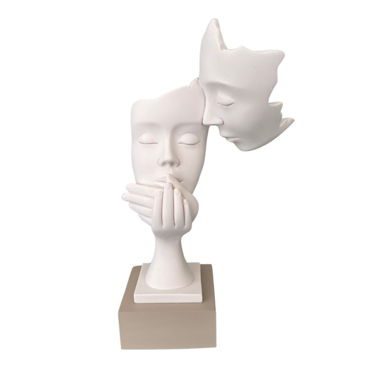 Scultura in Marmorino “Volti Innamorati con Mani”