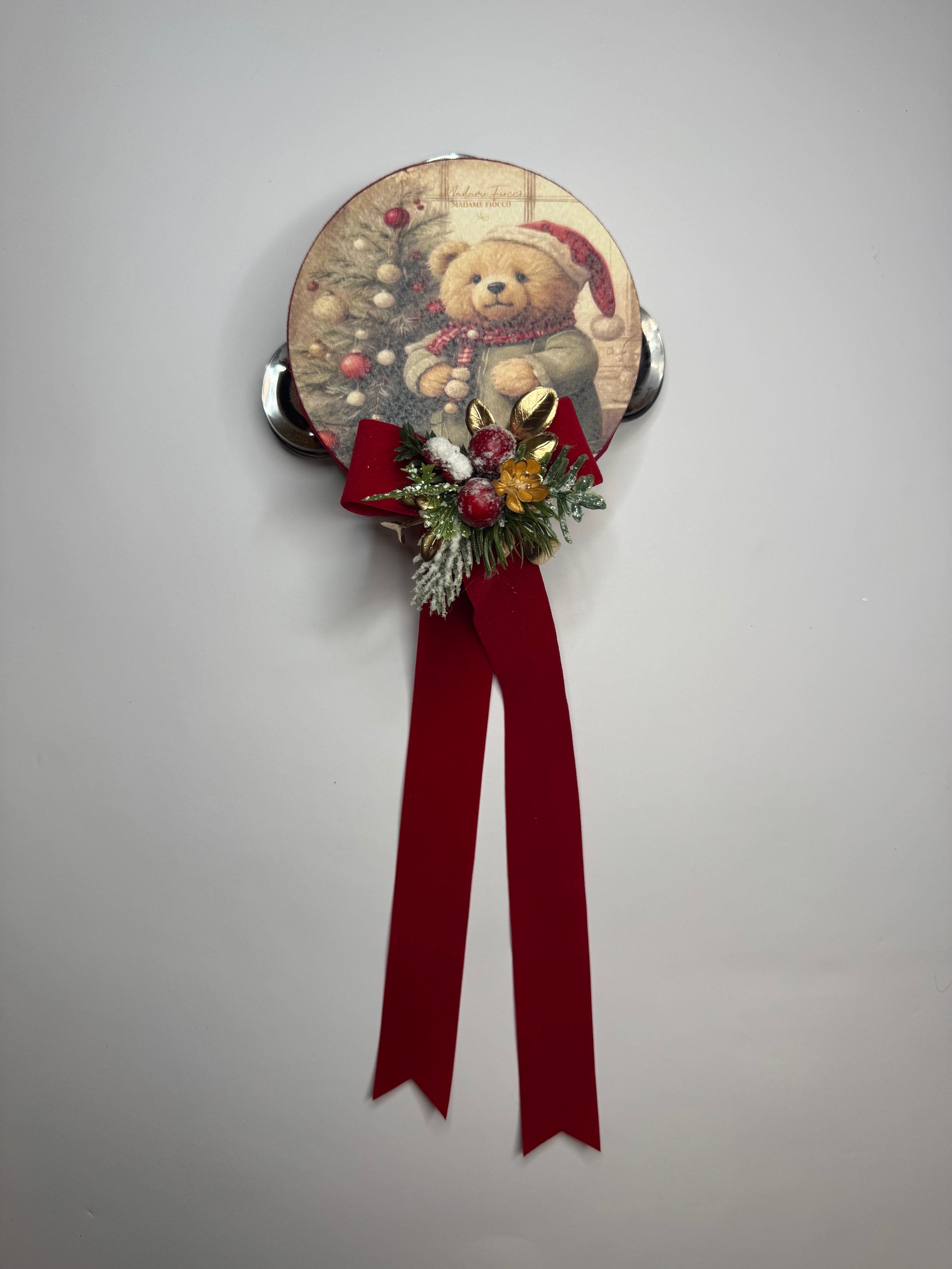 Decorazione Tamburello Teddy 10 cm - Madame Fioccò