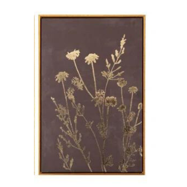 Tela Fumo con Stampa di Fiori Oro