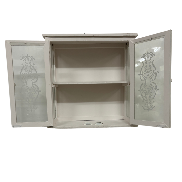 Vetrinetta da Parete Shabby Chic con Ante in Vetro