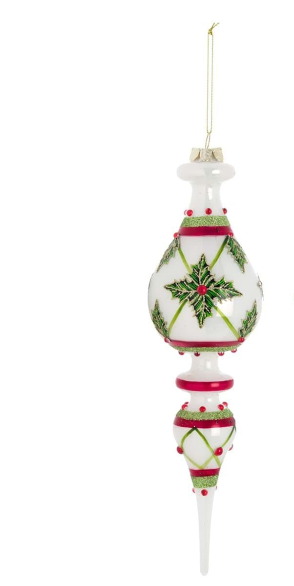 Decorazione Natalizia in Vetro Bianco con Fiori