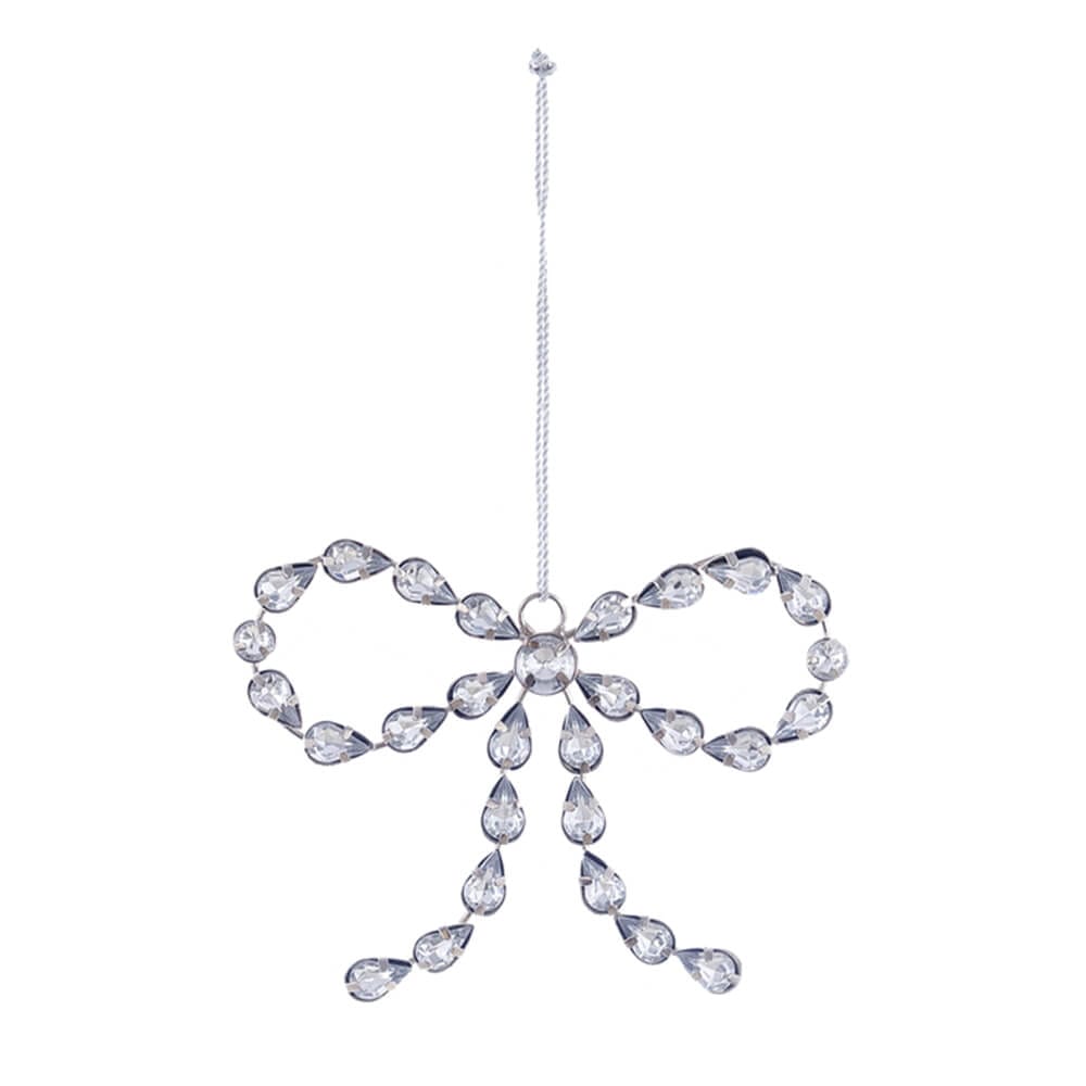 Fiocco in Metallo con Cristalli Effetto Goccia 10x14 cm - Blanc Mariclò