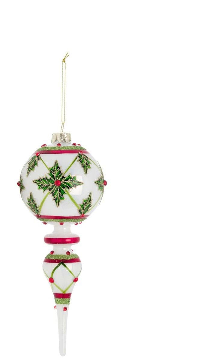 Decorazione Natalizia in Vetro Bianco con Fiori