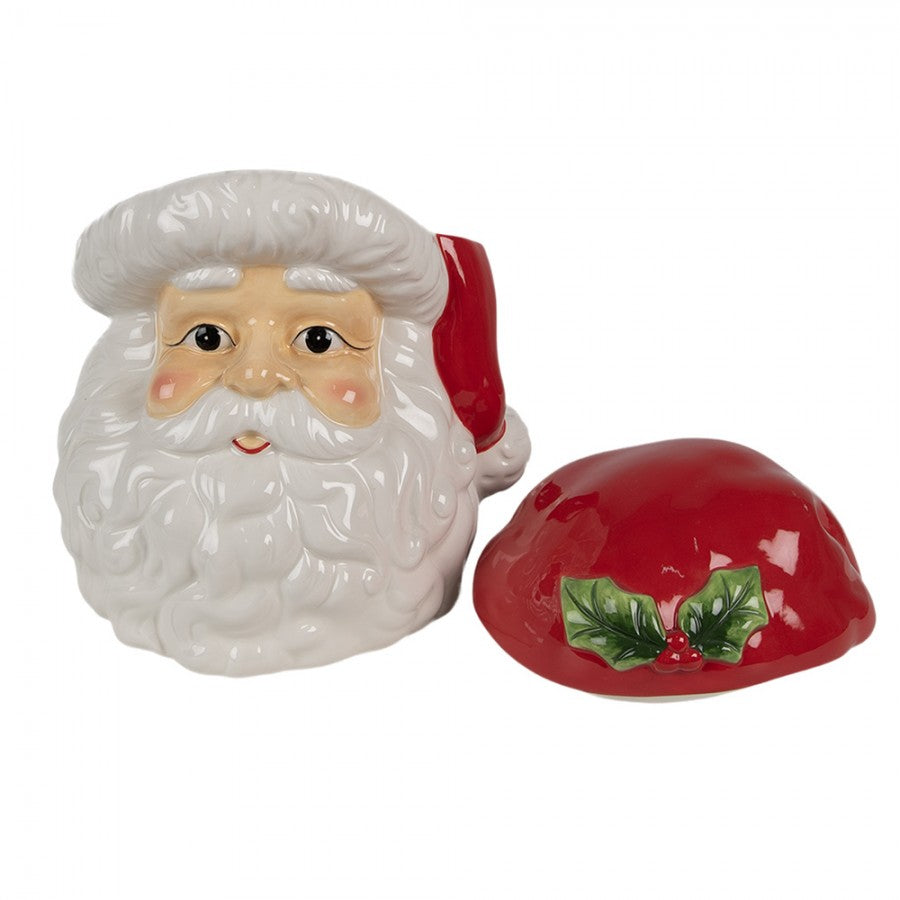 Biscottiera con Volto di Babbo Natale in Ceramica 22 h cm - Clayre & Eef
