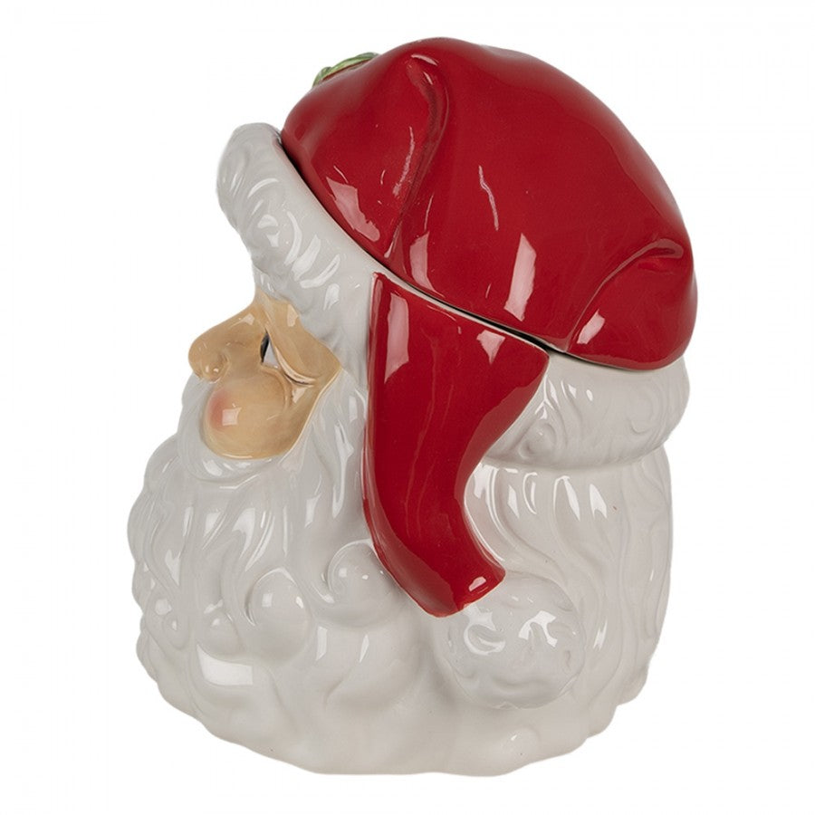 Biscottiera con Volto di Babbo Natale in Ceramica 22 h cm - Clayre & Eef
