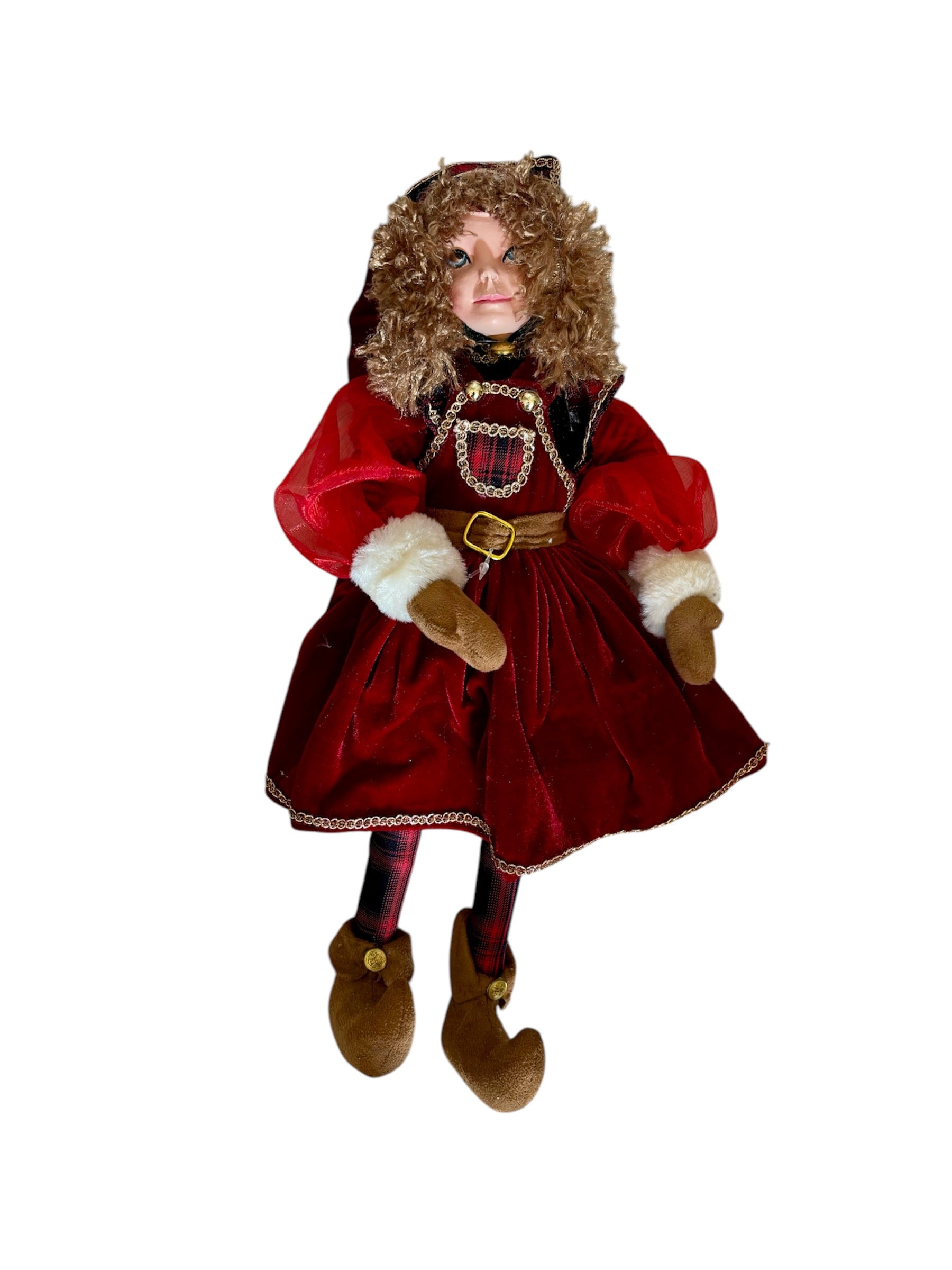 Elfetta Decorativa in Resina con Abiti in Velluto 50 cm