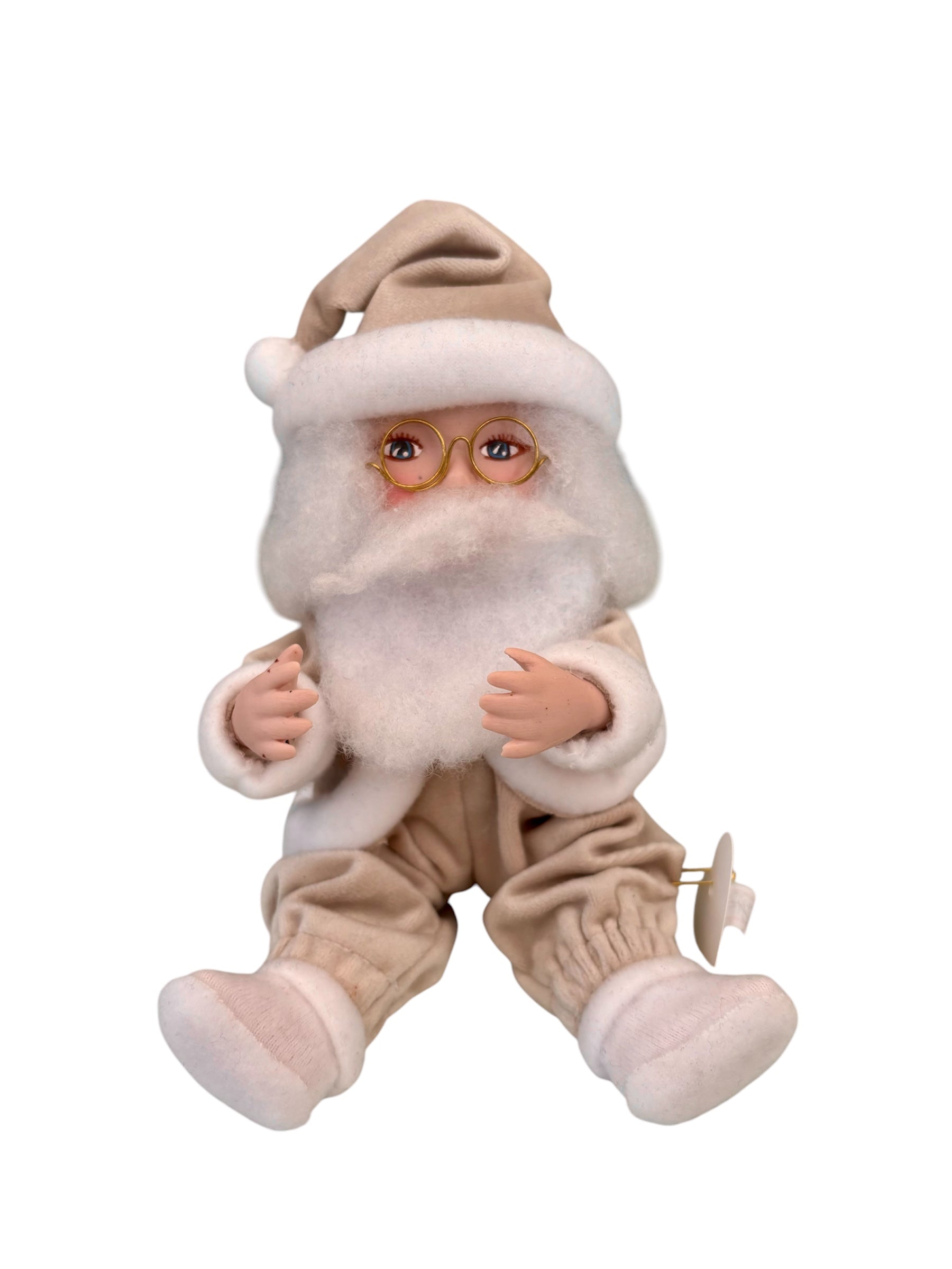 Babbo Natale in Ceramica Baby con Abiti in Velluto 15 cm