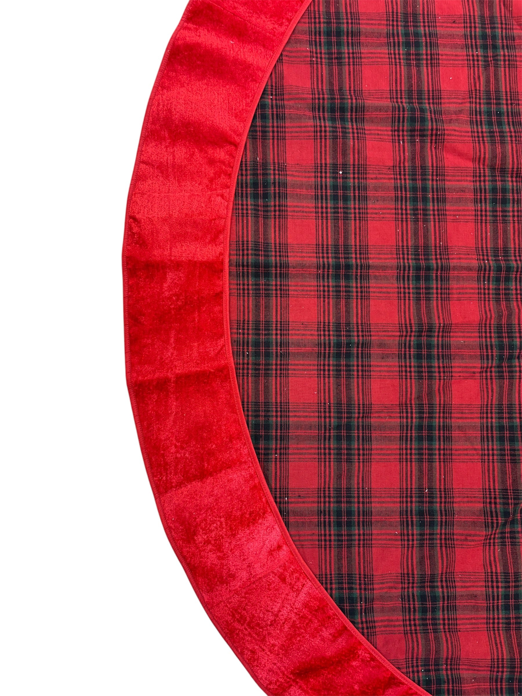 Copri Base per Albero Tartan con Bordo in Velluto 137 cm