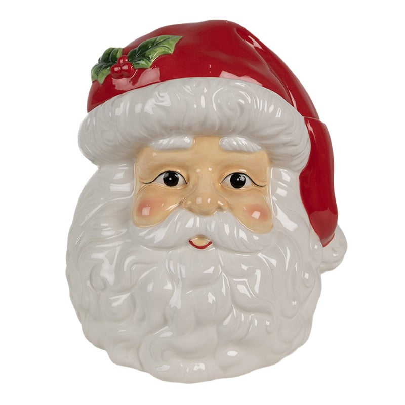 Biscottiera con Volto di Babbo Natale in Ceramica 22 h cm - Clayre & Eef