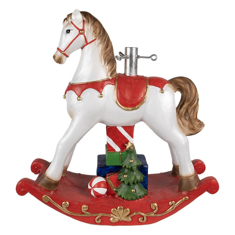 Supporto Cavalluccio a Dondolo Bianco e Rosso 64 h cm - Clayre & Eef