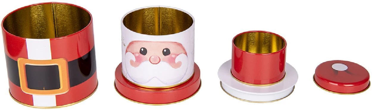 Set di 3 Scatole in Latta a Forma di Babbo Natale 21 cm  - Clayre & Eef