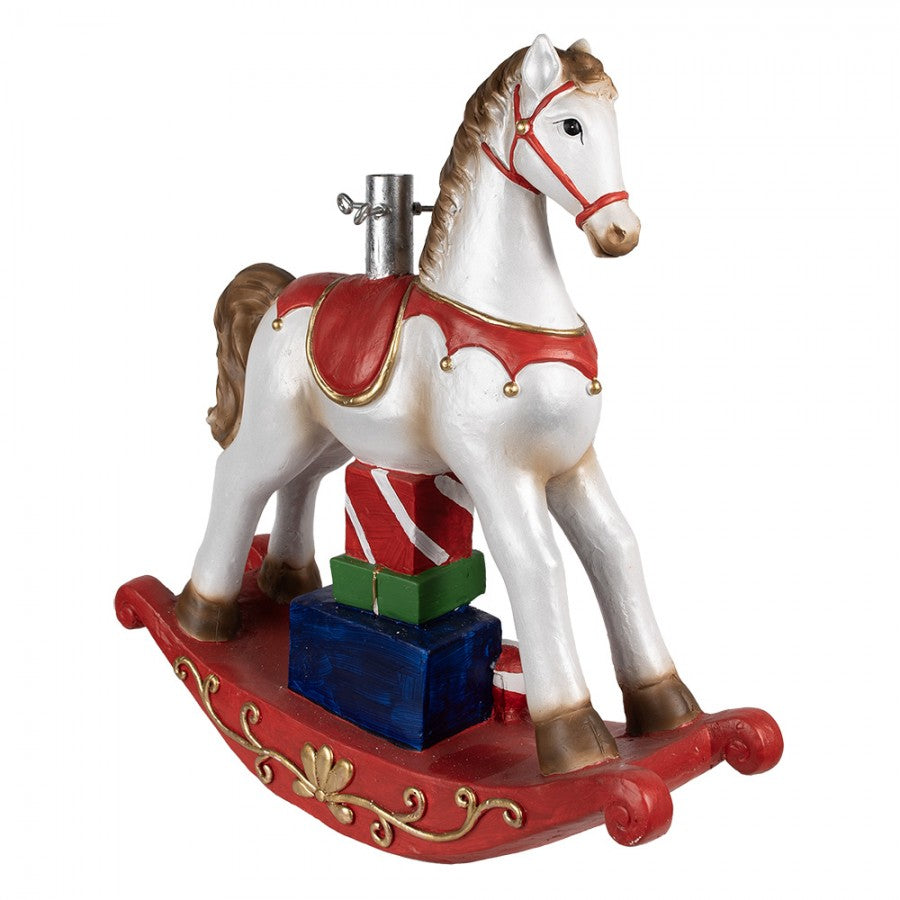 Supporto Cavalluccio a Dondolo Bianco e Rosso 64 h cm - Clayre & Eef
