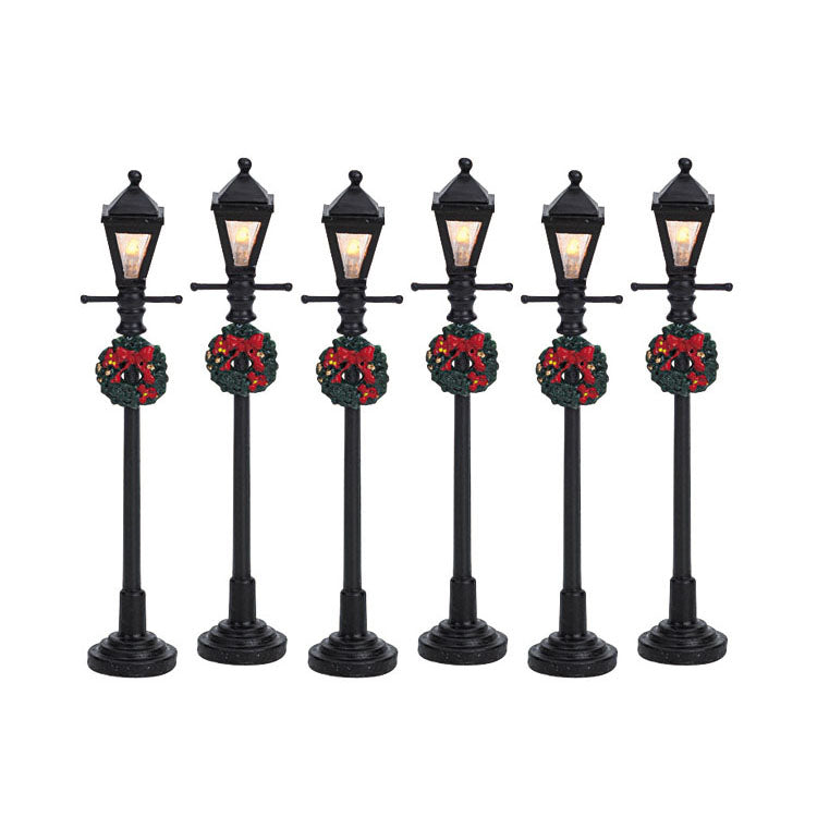 Street Lamps con Ghirlande Natalizie 6 pezzi - Lemax