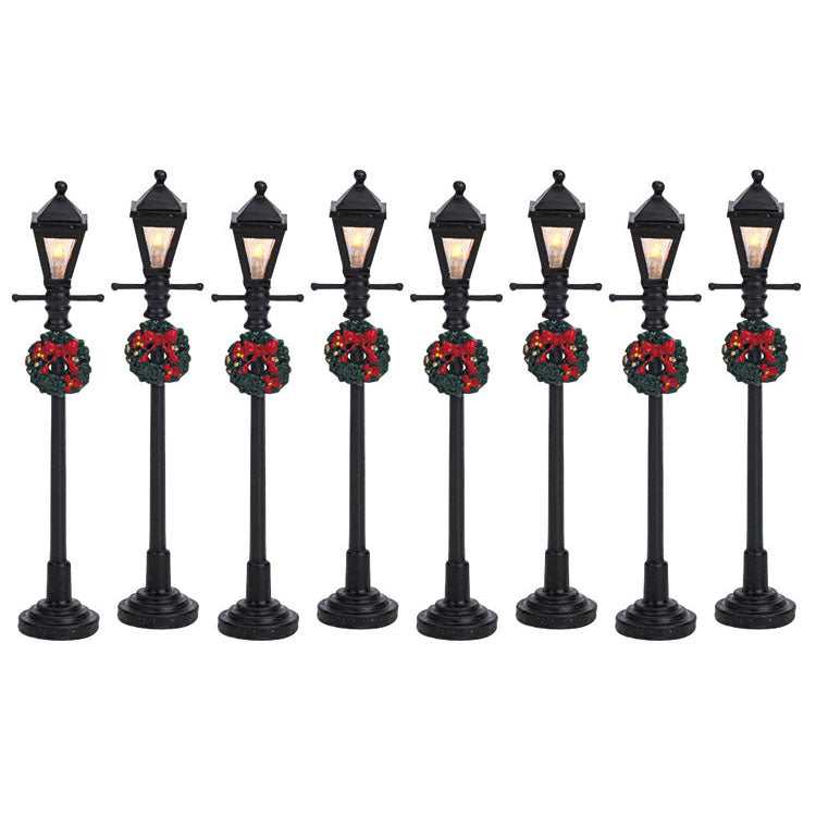 Street Lamps con Ghirlande Natalizie 8 Pezzi - Lemax