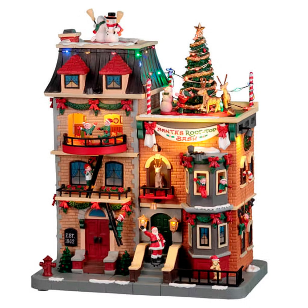 Santa's Rooftop Bash  con Suoni, Luci e Movimento - Lemax
