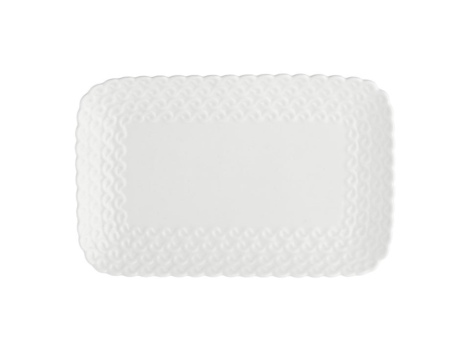 Vassoio Pasticceria con Bordi Ondulati 20x13 cm - La Porcellana Bianca