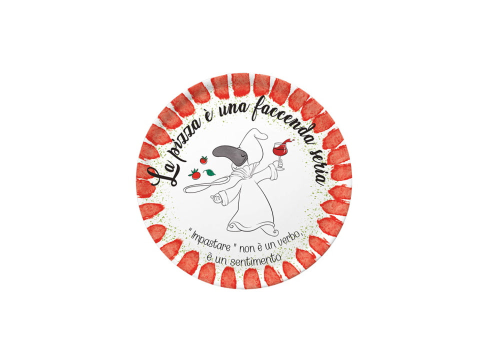 Piatto Pizza in Porcellana con Decoro Rosso 31 cm - Rose e Tulipani
