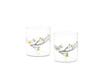 Set 6 Bicchieri in Vetro Borosilicato con Uccellini - Rose e Tulipani
