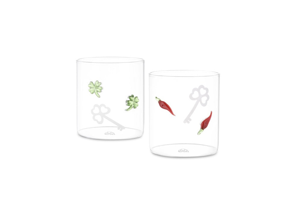 Set 6 Bicchieri in Vetro Borosilicato Fortuna - Rose e Tulipani