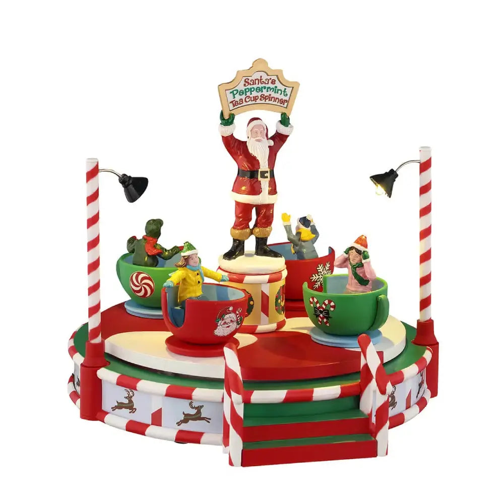 Santa's Peppermint Teacup Spinner con Luci, Suoni e Movimento – Lemax
