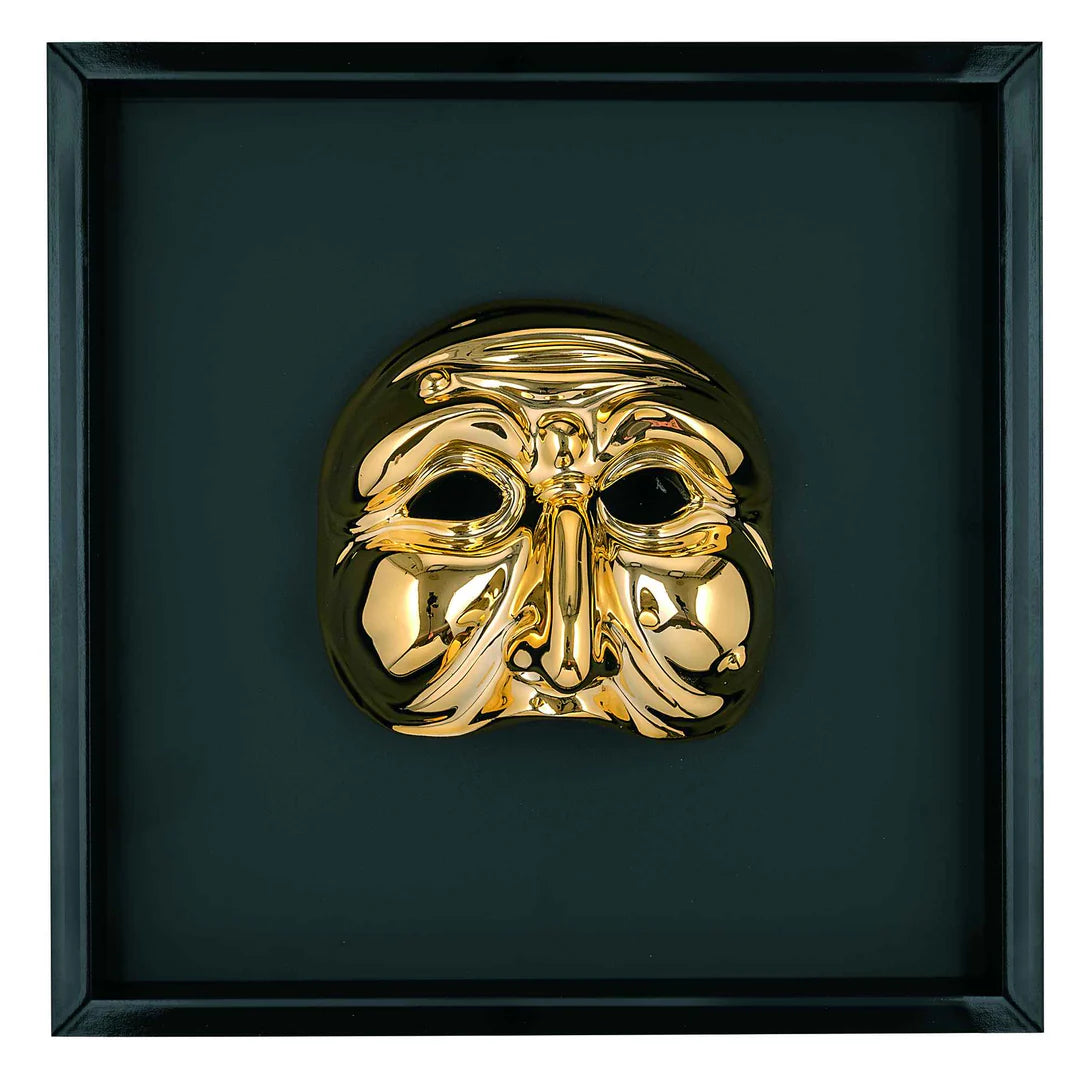 Quadretto Pulcinella Nero e Oro 17.5x17.5 cm - Bongelli Preziosi