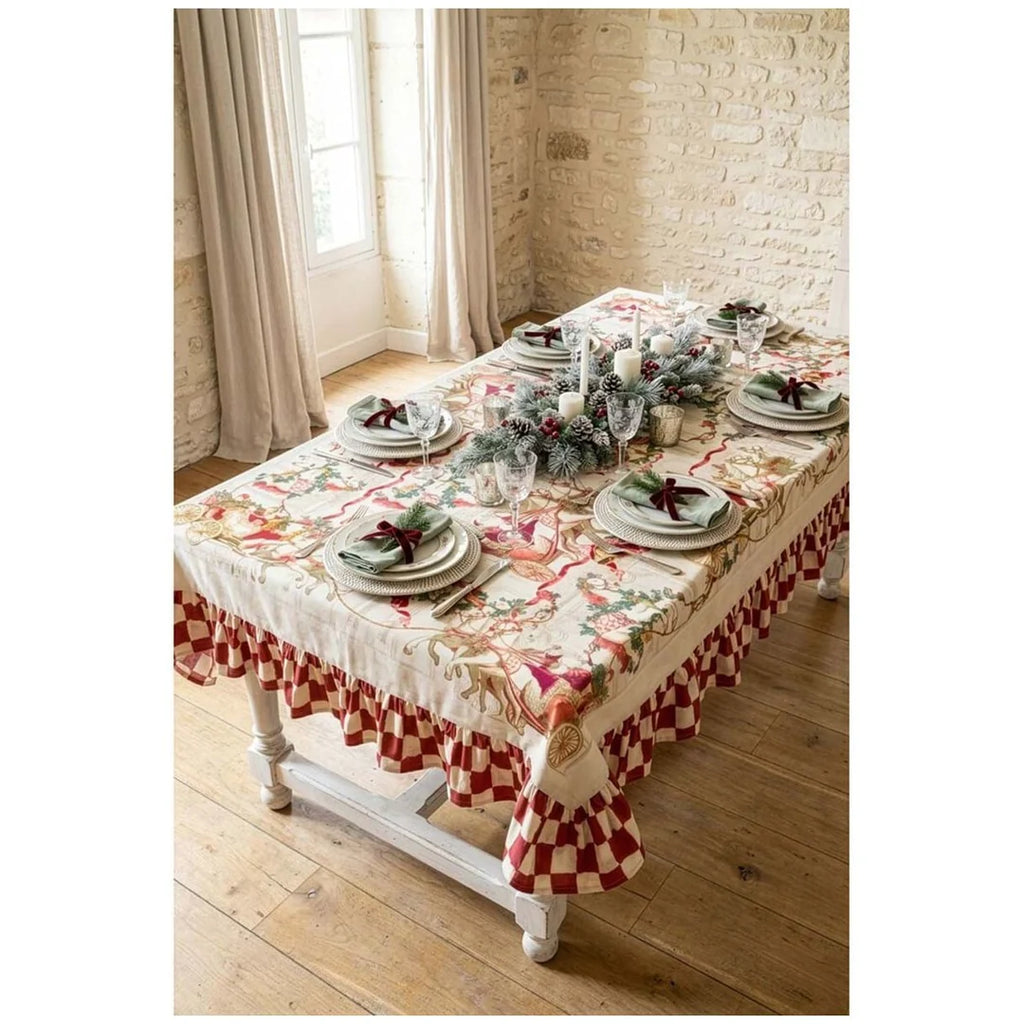 Tovaglia in Cotone Con Gala Calessi e Calessini 190x310 cm - Blanc Mariclò