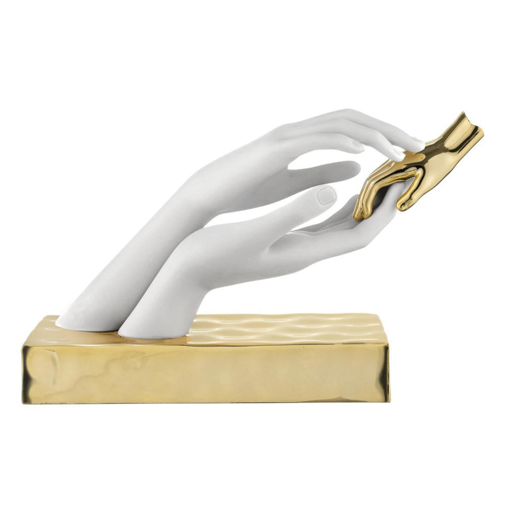 Scultura Mani Baby Bianco con Dettagli Oro 21x33 cm - Bongelli Preziosi
