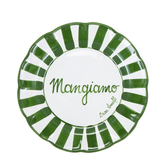 Piatto in Ceramica Decorato "Mangiamo" 26 cm  - Casa Amalfi