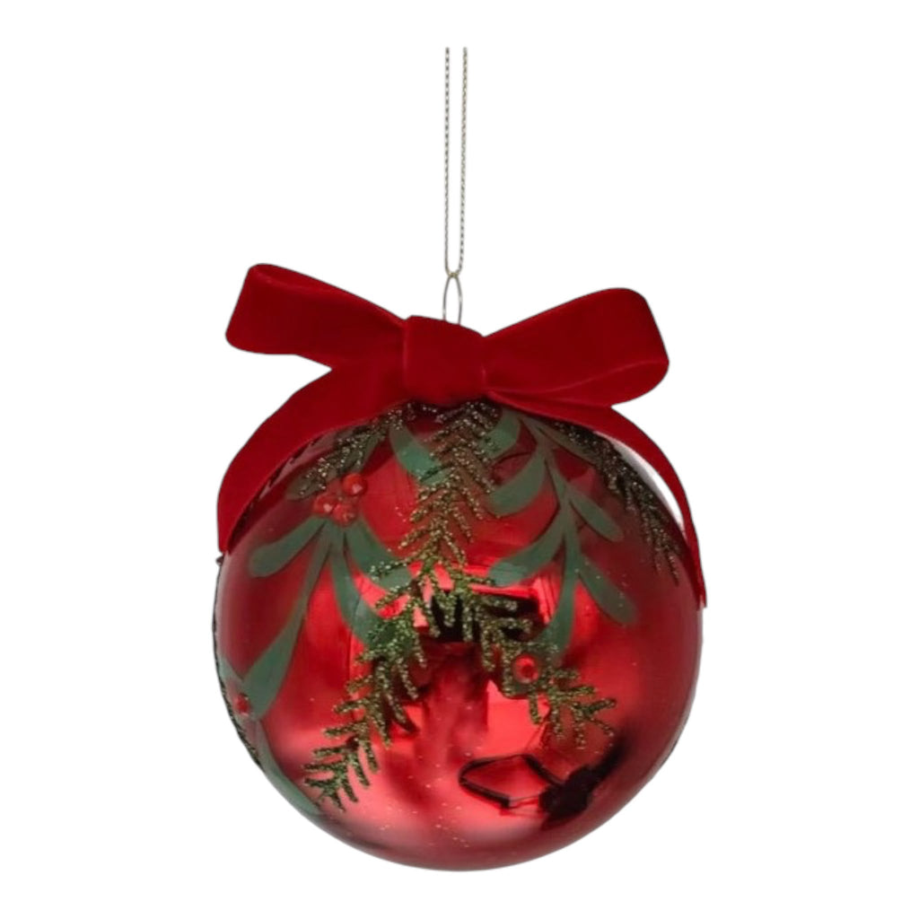 Palla di Natale in Vetro con Decori 10 cm - Blanc Mariclò