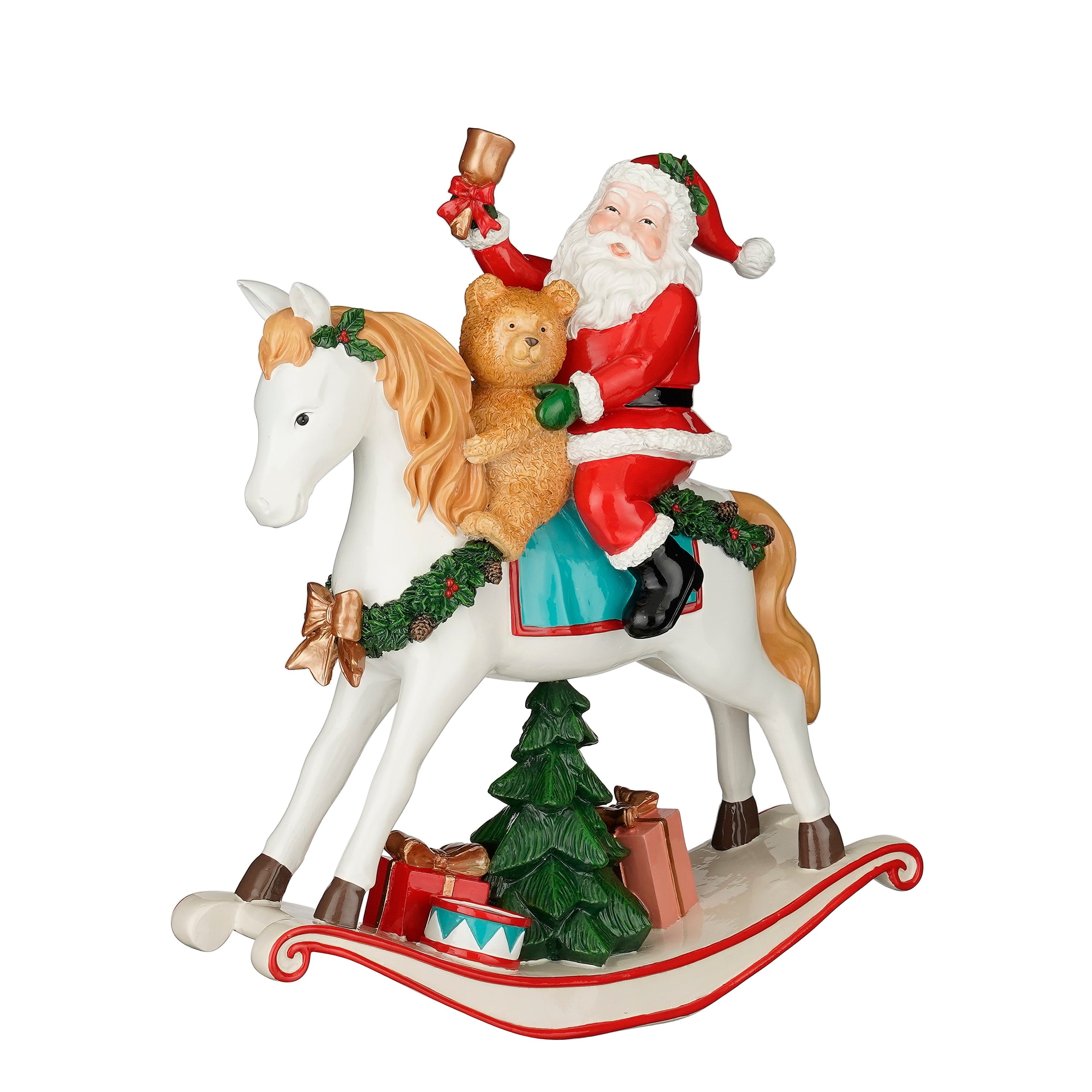 Statuina Babbo Natale su Cavalluccio 35 h cm - Edelman