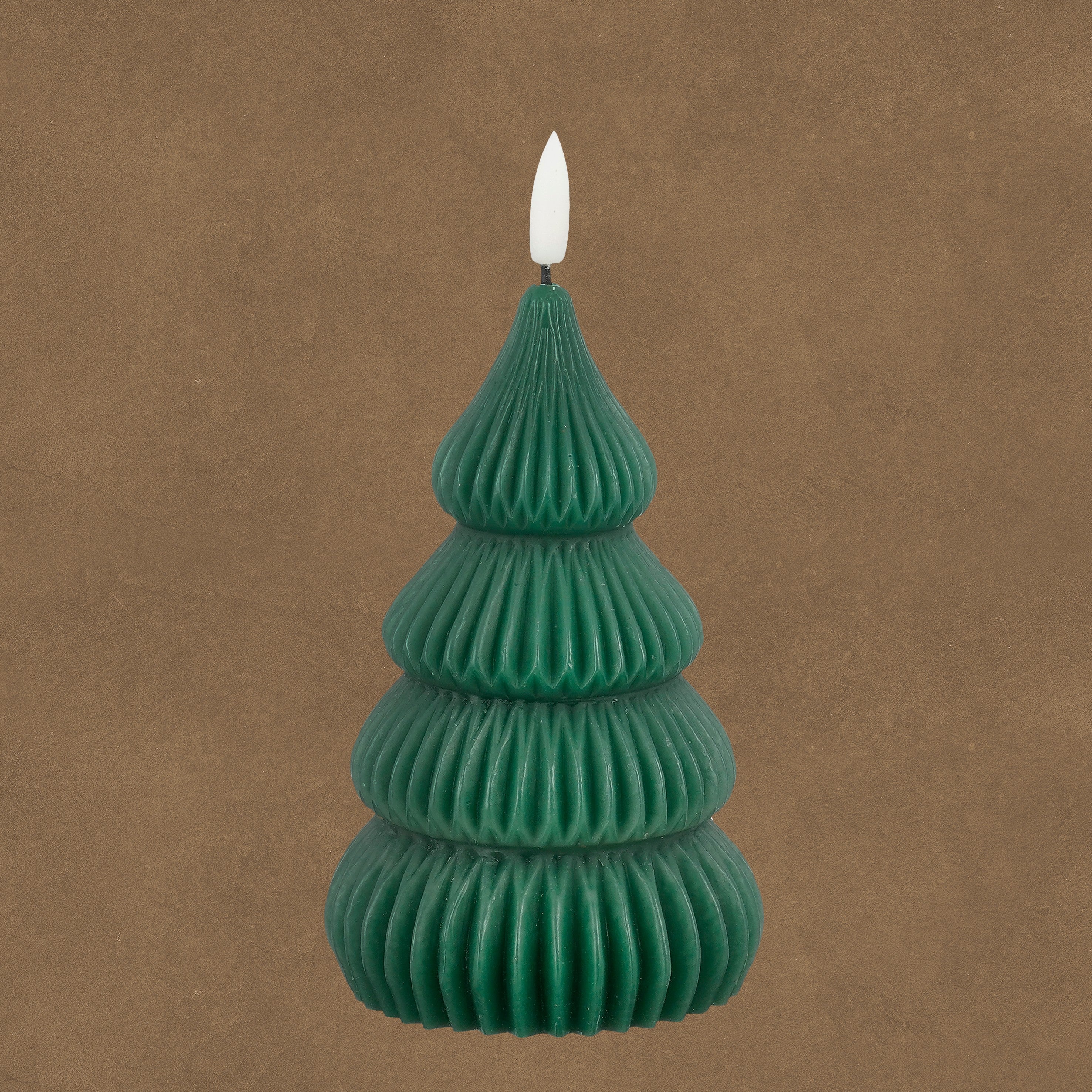 Candela LED Alberello Plissettato Verde 14 h cm - Edelman