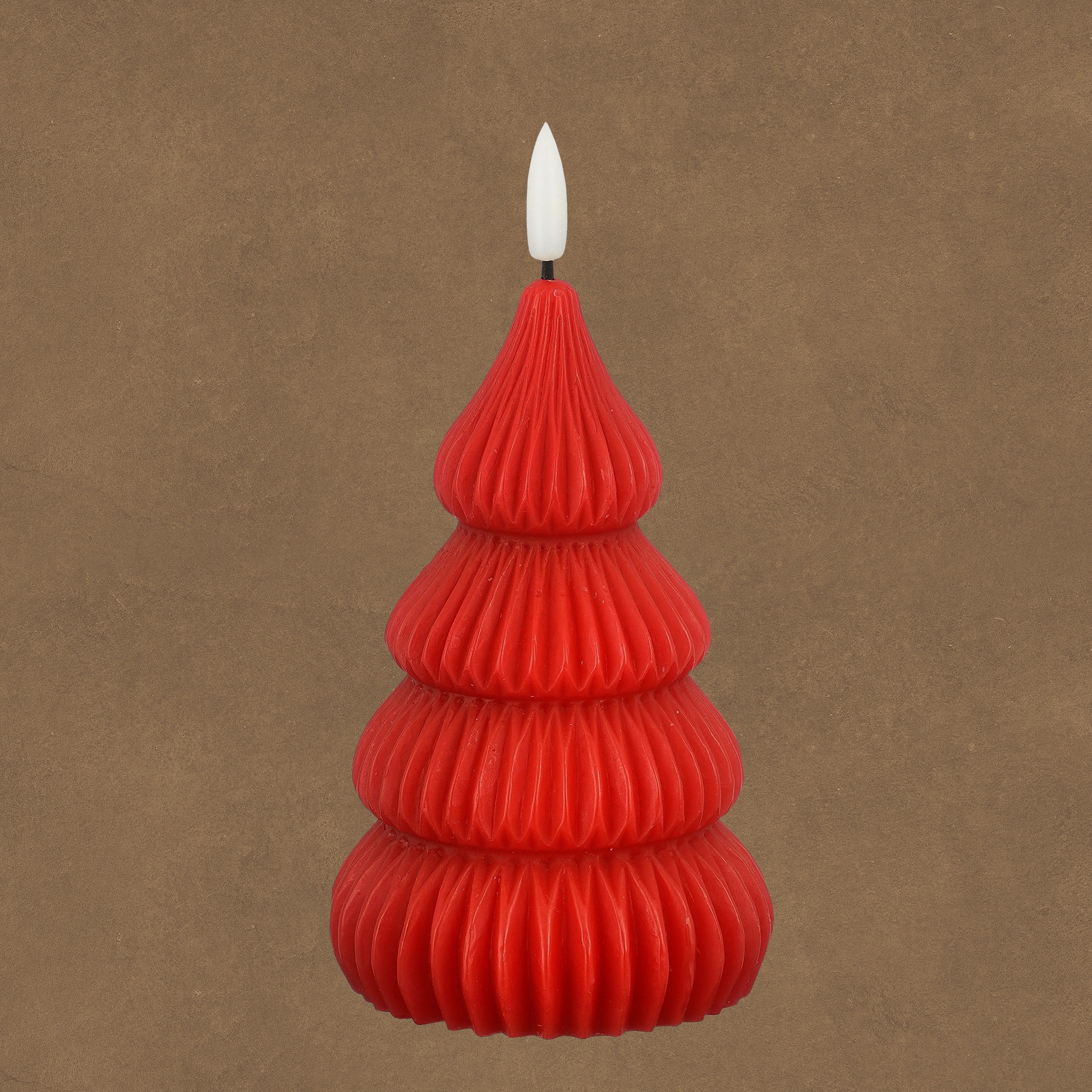 Candela LED Alberello Plissettato Rosso 14 h cm - Edelman