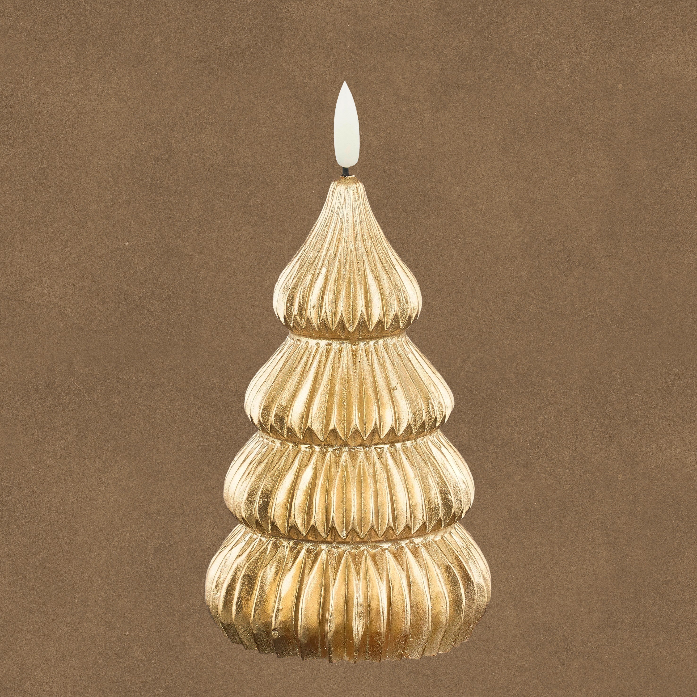 Candela LED Alberello Plissettato Champagne 14 h cm - Edelman