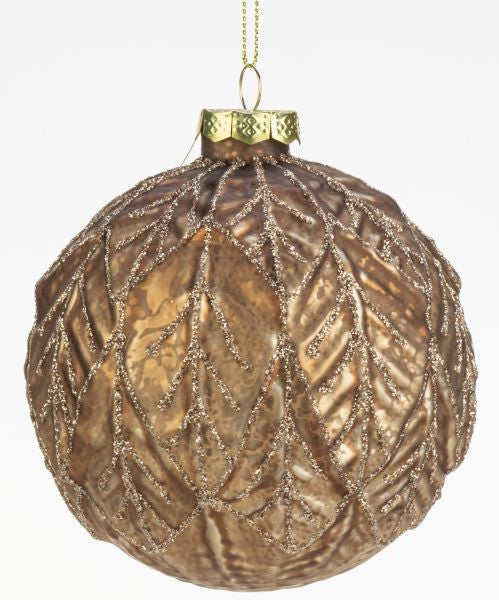 Sfera Natalizia in Bronzo con Decorazioni Glitterate 10 cm - Goodwill