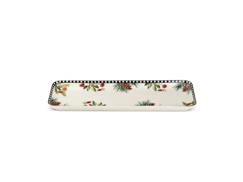 Vassoietto Rettangolare Natalizio in Ceramica Smaltata 11×33 cm - Egan