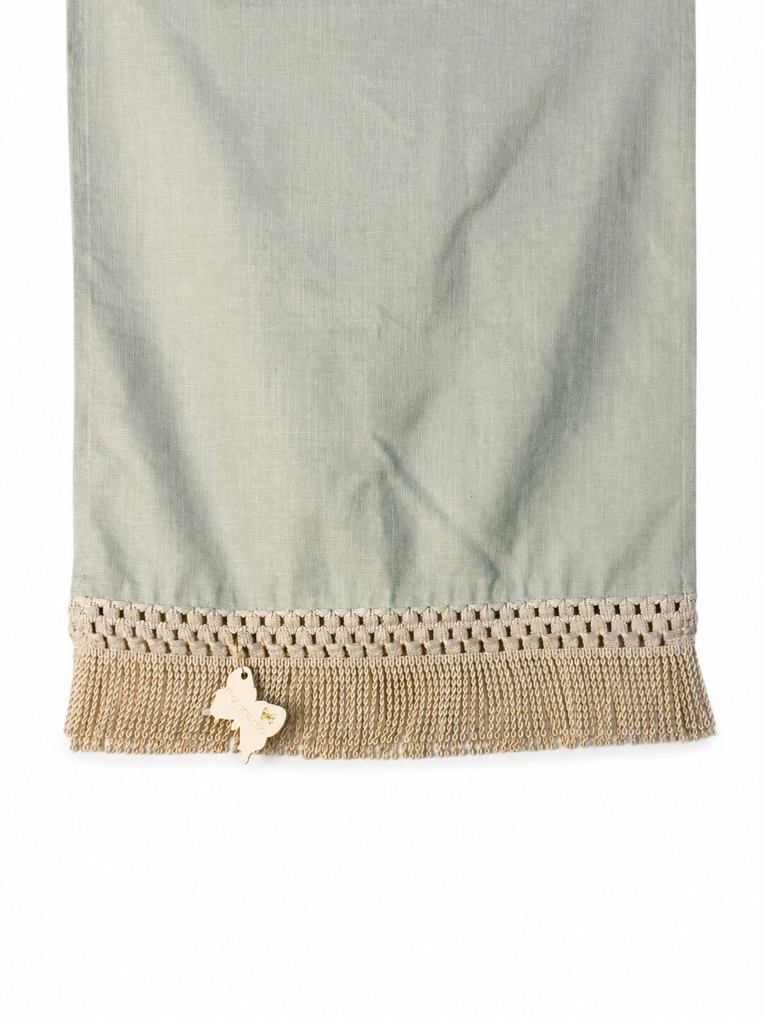 Runner Decorativo Verde con Frange Ecru 34x100 cm - Fiori di Lena