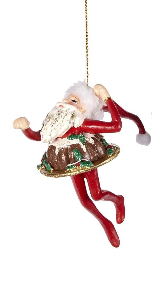 Decorazione Natalizia con Babbo Natale e Torta 14 cm