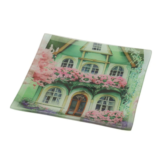 Svuotatasche in Vetro Colorato con Casette - Linea "Cottage" di Hervit