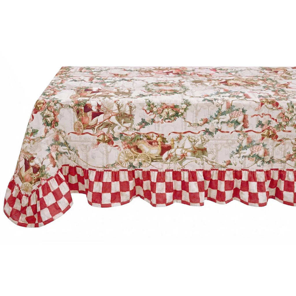 Tovaglia in Cotone Con Gala Calessi e Calessini 190x310 cm - Blanc Mariclò