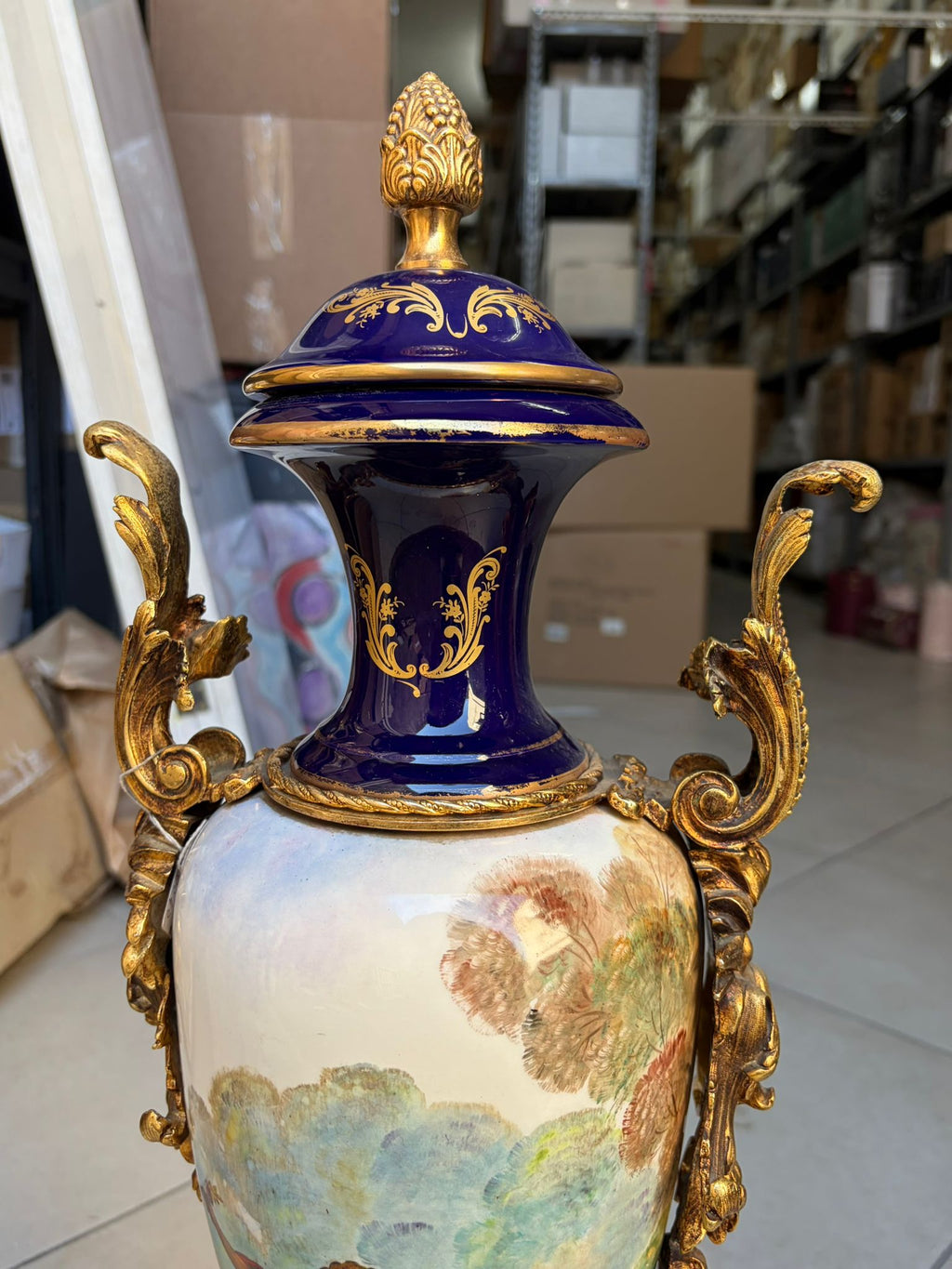 Vaso Ornamentale in Porcellana Dipinto a Mano 65 h cm - Limoges