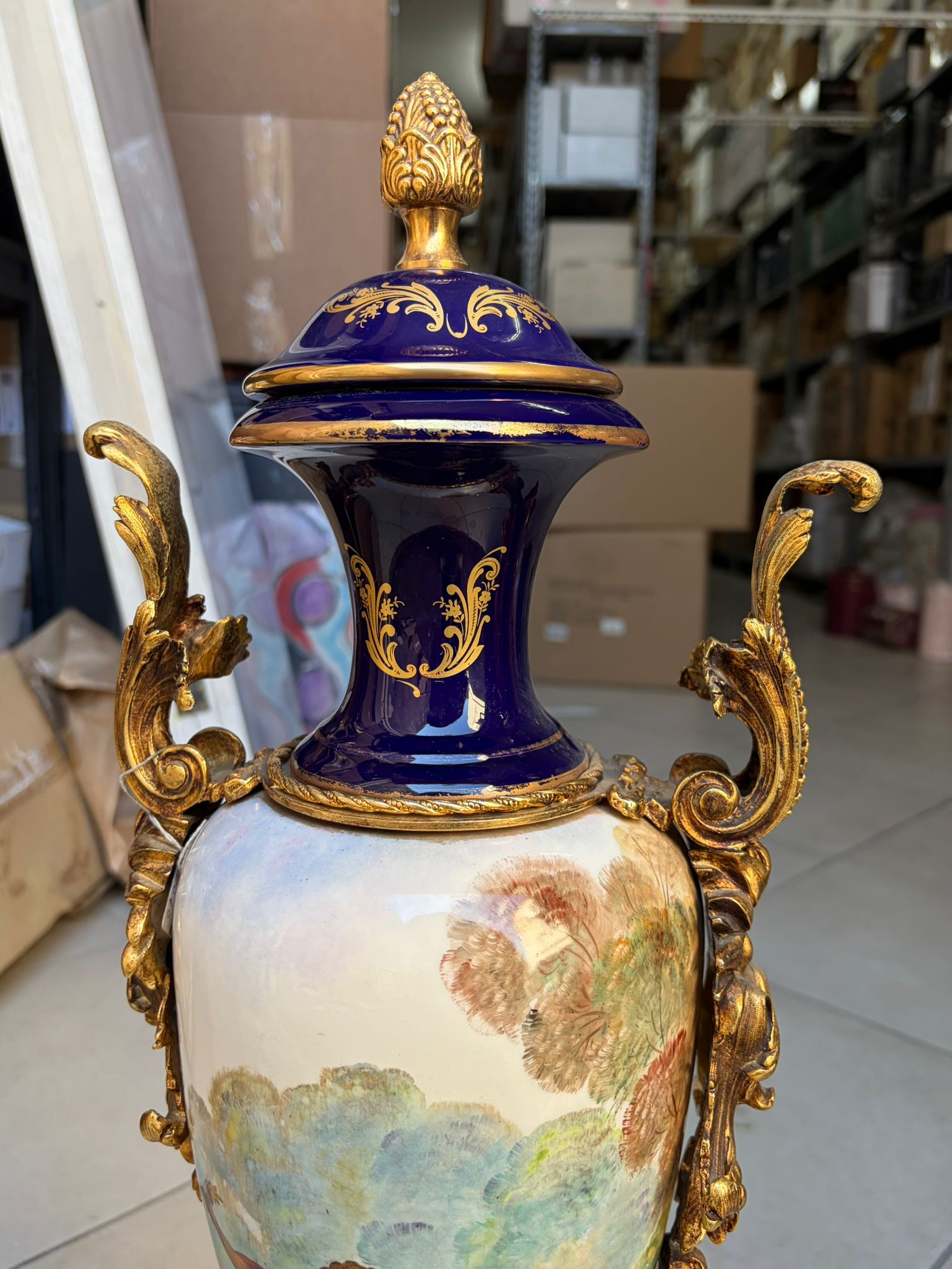 Vaso Ornamentale in Porcellana Dipinto a Mano 65 h cm - Limoges