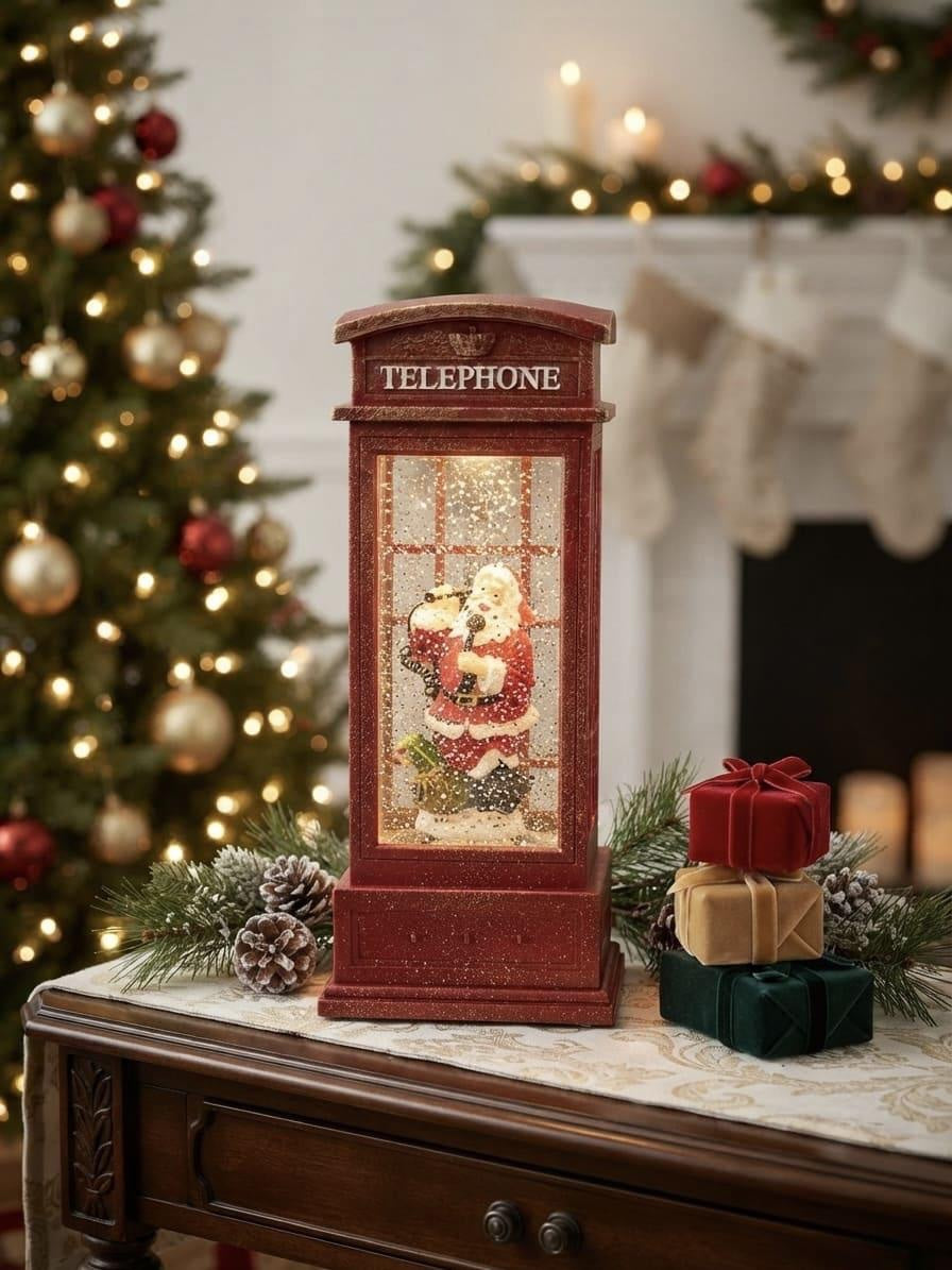Cabina Telefonica  con Effetto Nevicata 25 h cm - L'Arte di Nacchi