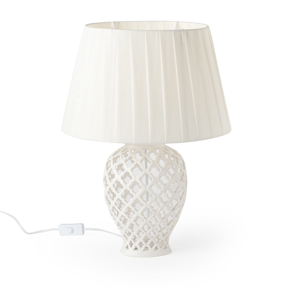 Lampada Potiche Ovale in Porcellana Traforata 65 h cm - Hervit