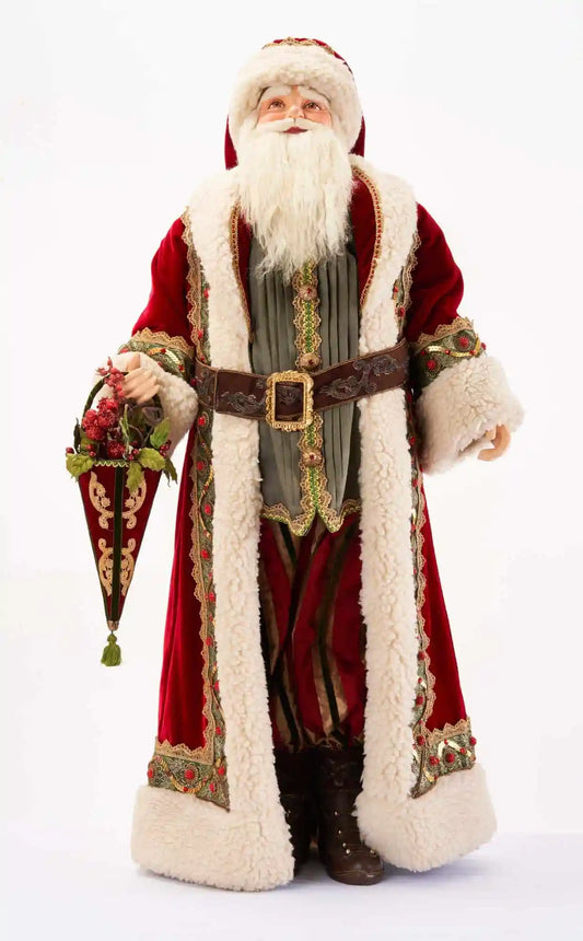 Babbo Natale Realistico in Resina con Abiti Tradizionali 180 cm